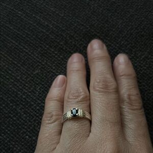 925 Sterling Silver black Stone Ring size 5